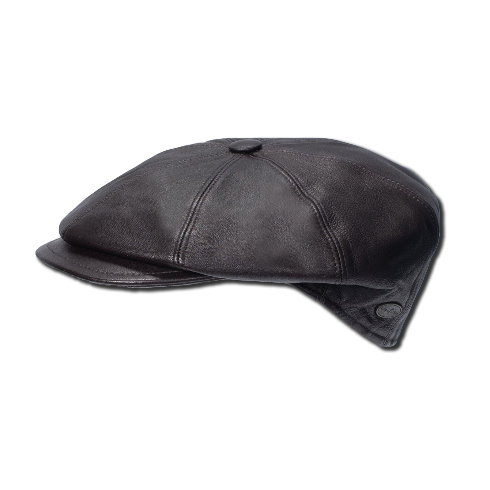 Leather Newsboy Cap by Luigi Baroni